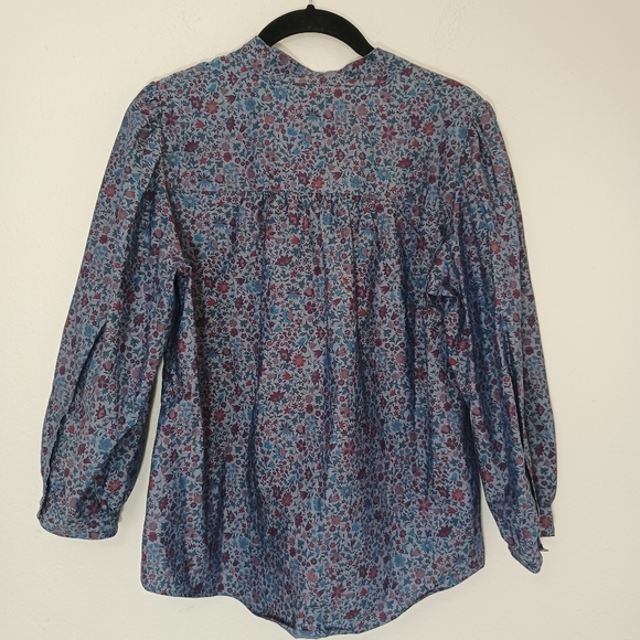 J.Crew Tie Neck Blue Floral Blouse in Liberty Print Colombo Chambray - Picture 8 of 9